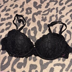PINK 32B Elegant Black Lace Push Up Bra